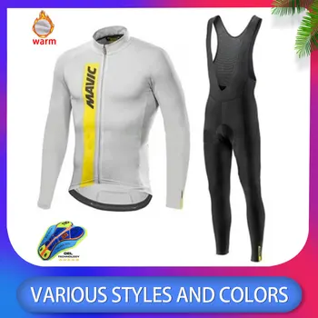 

Cycling Jersey Set 2020 Pro Team Mavic Road Bike Winter Cycling Clothing MTB Cycling Bib Pants Men Ropa Ciclismo Thermal Fleece
