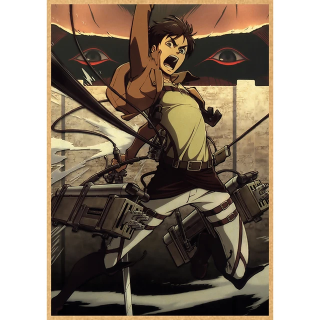 Attack on Titan Anime Poster Decor For Home Posters Room Wall Pictur Kraft Paper Retro And Prints Art Bar Cafe Stickers 25