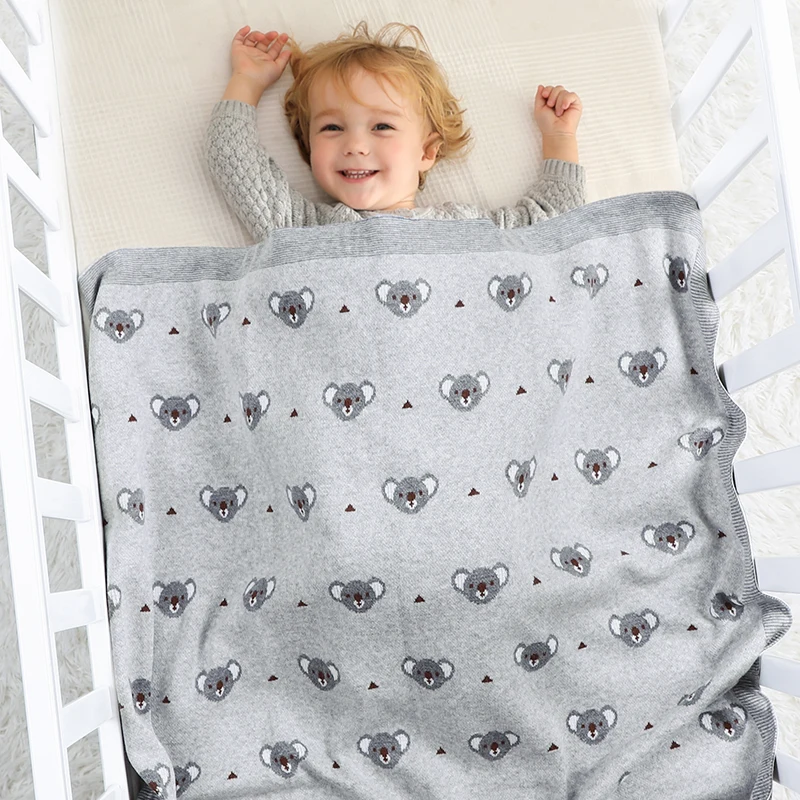 Baby Blankets Cute Cartoon Koala Infant Kids Sofa Plaid Bedding Quilt Cotton Knit Newborn Girl Boy Stroller Soft Swaddle Wrapper 4