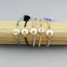 Регулируемый 10 шт./лот пресноводный жемчуг соединитель браслет, ручной работы натуральный ювелирный браслет с жемчугом, CZ жемчуг кулон