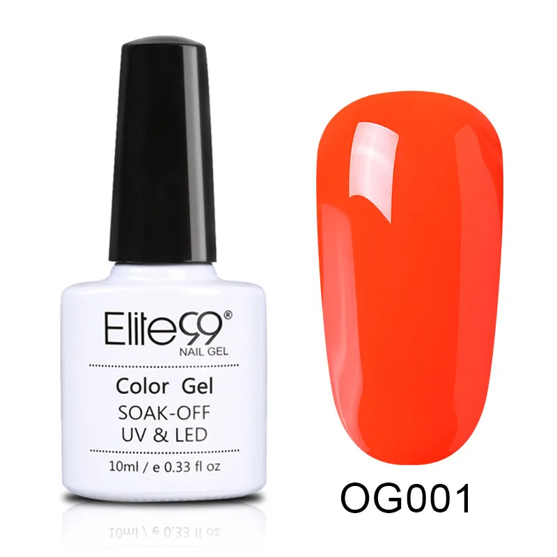 OG001 Elite99 10 мл, оранжевый чистый цвет УФ-Гель-лак Декоративный Лак для ногтей замочить УФ гель лак для ногтей маникюр Бегония серия Гель-лак - Цвет: OG001
