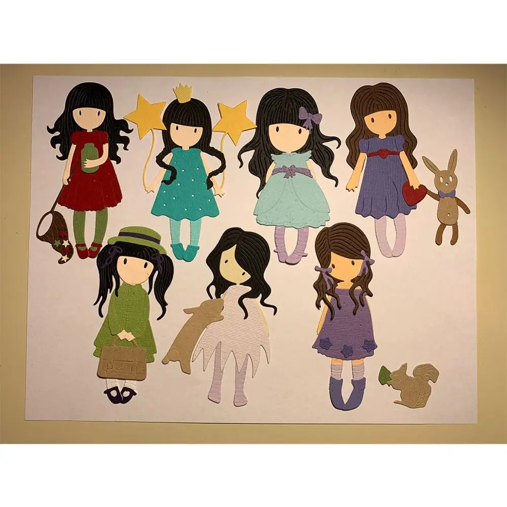 

Metal Dies Cutting Frames Scrapbook Paper Punch Metal Cutting Dies Gift Box Span Doll Girl Dies Art Decorations