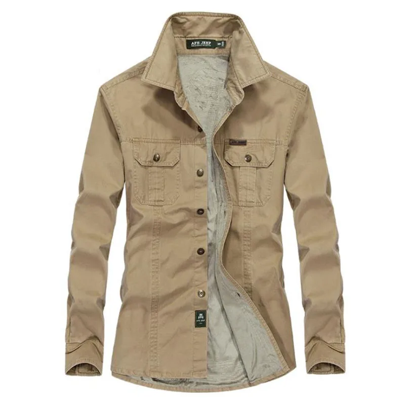 Khaki 6XL Men Outdoor Fleece Warm Long Sleeve Thicken Clothes Thermal Trekking Climbing Clothes Camping Fishing Tactical Male Shirts - Цвет: Khaki