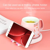 Electric Cup Heater with Phone Holder Coffee Mug Cup Mat Warmer Pad for Home Office Milk Tea Heating Coaster Gift for Friends 2