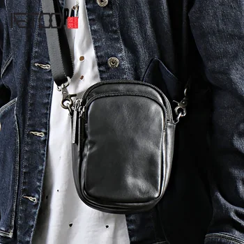 

AETOO Handmade men's slanted bag, head leather one-shoulder bag, multi-functional leather casual men's bag