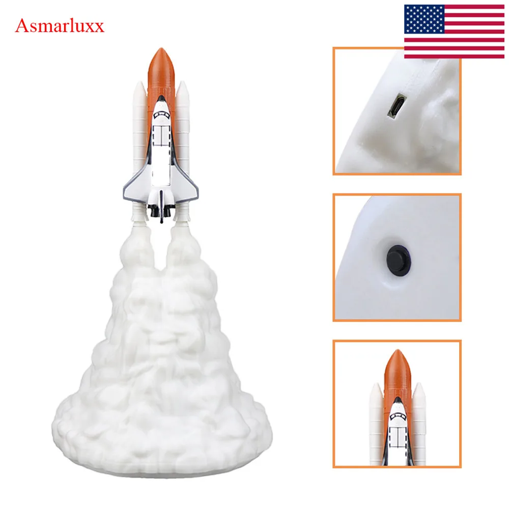 3D Printing Space Shuttle Lamp Moon Lamps Night Light LED for Children Baby Bedroom Creative Rocket Halloween Gift | Лампы и освещение