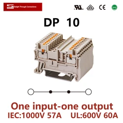 Dinkle dp 10 alimentação da conexão da mola gaiola através da fiação retorno puxar plugue fio conector elétrico din trilho terminal bloco st 10