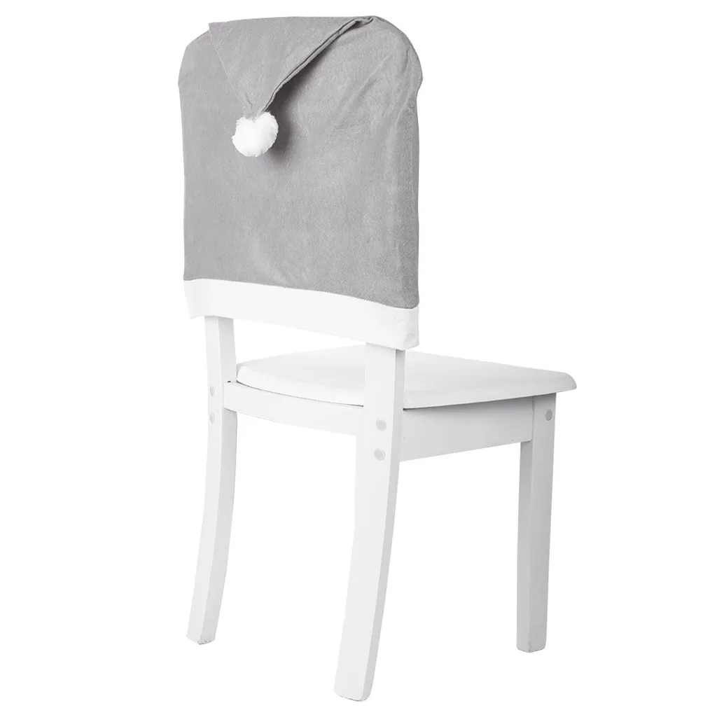 

Christmas Big Hat Chair Cover Decoration Gray Non-woven Stool Set Slipcover Anti-dirty Elastic Seat Cover used For Home Decor