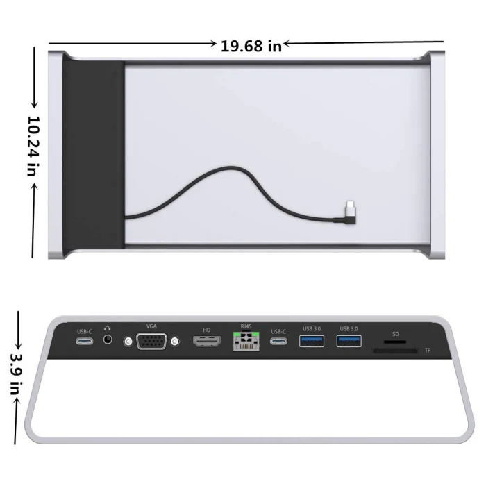 Алюминиевый монитор Стенд док-станция с USB C концентратор Поддержка 4K HDMI VGA TF карта беспроводной зарядки GK99