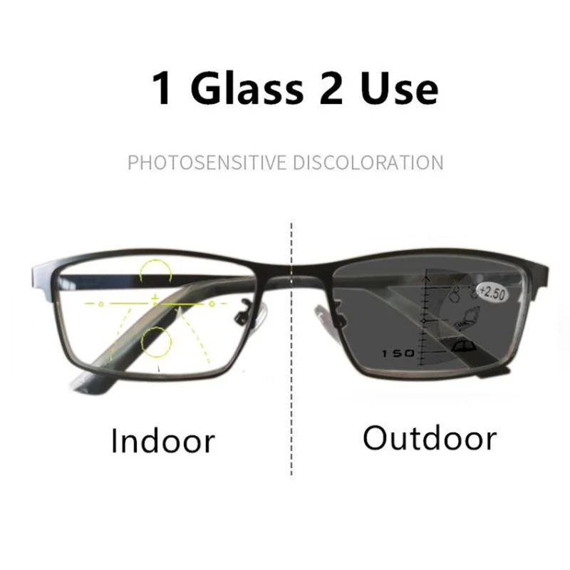 

Transition Photochromic Progressive Reading Glasses Multifocal Bifocal Men Women Anti-Blue-Ray Resin Presbyopic glasses 1.5 2.0