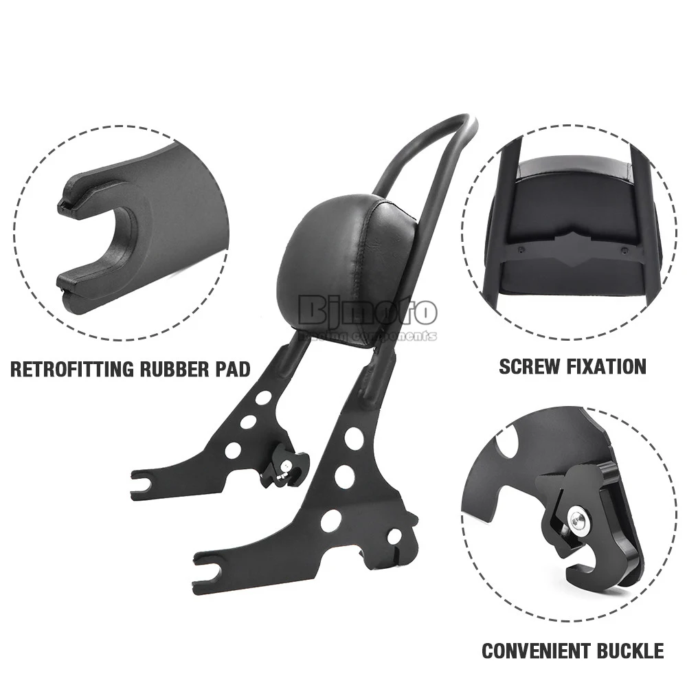 Для Harley Davidson XL1200R XL1200C XL1200S XLH883 XLH1200 мотоцикл пассажирский спинка Pad черный металл Сисси Бар подушки