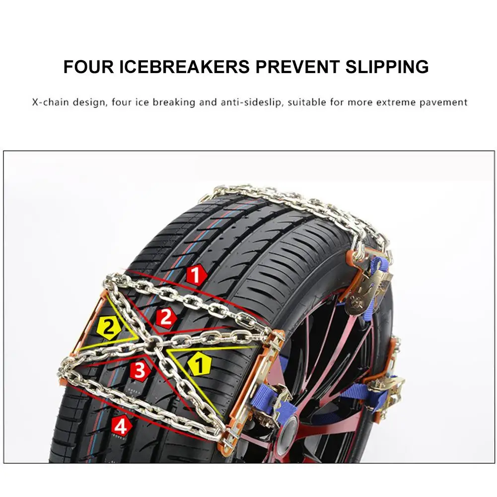 Tire Spikes Car Tire Snow Chain SUV Anti-skid Chains Universal Emergency Snow Chains Mud Manganese Steel Snow Chain Winter Car