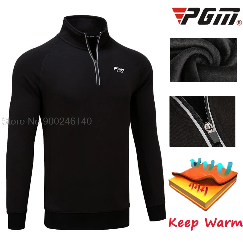 2020 Men Jacket Long Sleeved T-Shirt Plus Velvet Warm Winter Men Golf Clothes Tops Zip Collar Golf Sportswear Windproof M-XXXL