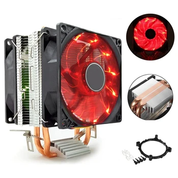 

Led Dual Fan 2Heat Pipe Quiet Cpu Cooler Heatsink For Intel