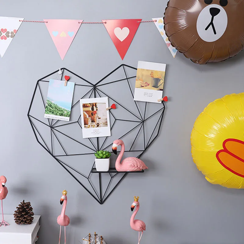 

Wall Photo Frame Memory Heart Shape Iron Wire Photos Wall Hanging Decor Storage Ornament Vintage Gift Home Bedroom DIY Decor