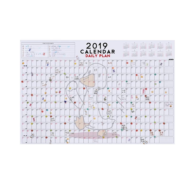2019 365 дней настенный бумажный календарь офисная школа ежедневный планировщик