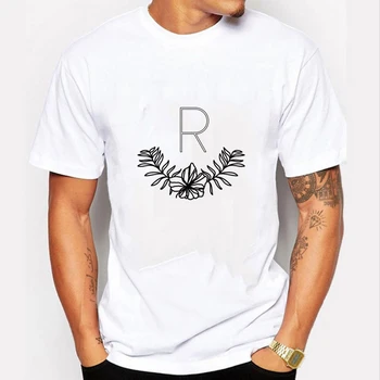 

High Quality Cotton O-Neck Short Sleeve Fashion Printing Men T-Shirts Male Clothing R Letter Flower Pattern Printed Men T Shirt