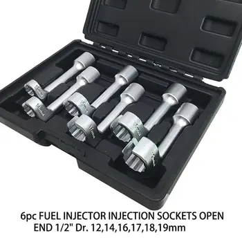 

6 Pcs Fuel Injector Injection Sockets L-Type Wrench Open Ended Ring Wrench 1/2\" M2ED