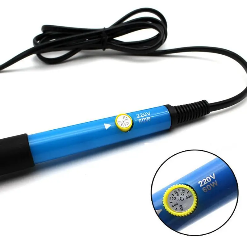 SHGO HOT-Eu Plug 220 в 60 Вт Регулируемый температурный Электрический паяльник Комплект+ 5 шт. наконечники портативный сварочный ремонтный инструмент, плоскогубцы Sol
