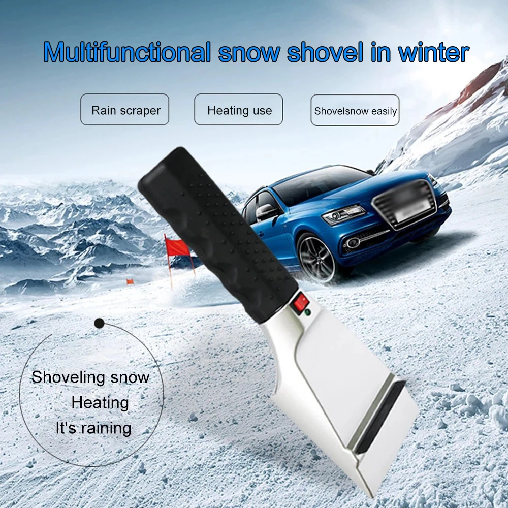 

12V Electric Heated Car Ice Scraper Snow Shovel Automobiles Cigarette Lighter Snow Removal Windshield Glass Defrost Clean Tools