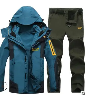 Winter Ski Suit for Men Fleece Warm Windproof Waterproof Skiing Suits Snowboarding Set Male Outdoor Ski jacket+Softshell Pant - Цвет: 3