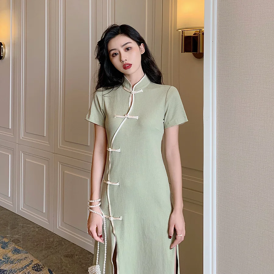 Китайское женское платье с пайетками cheongsam qipao vestidos fiesta de noche cheongsam белье воротник Мандарин наклонная вилка qi pao - Цвет: color1