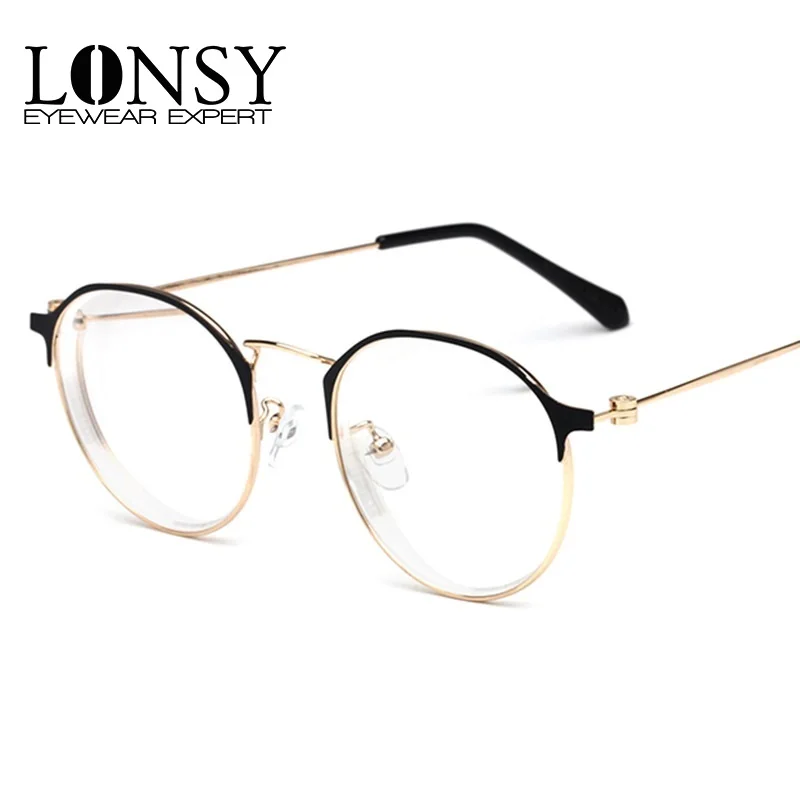 

LONSY Fashion Round Metal Retro Finished Myopia Glasses Women Men Prescription Eyeglasses Finished -1 -1.5 -2 -2.5 -3 -3.5 -4.0