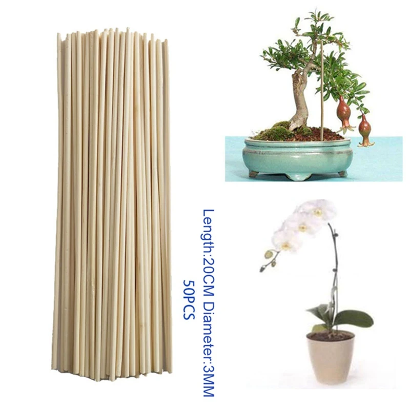 50 Wooden Plant Grow Support Bamboo Plant Sticks Garden Canes Plants Flower Support Stick Cane