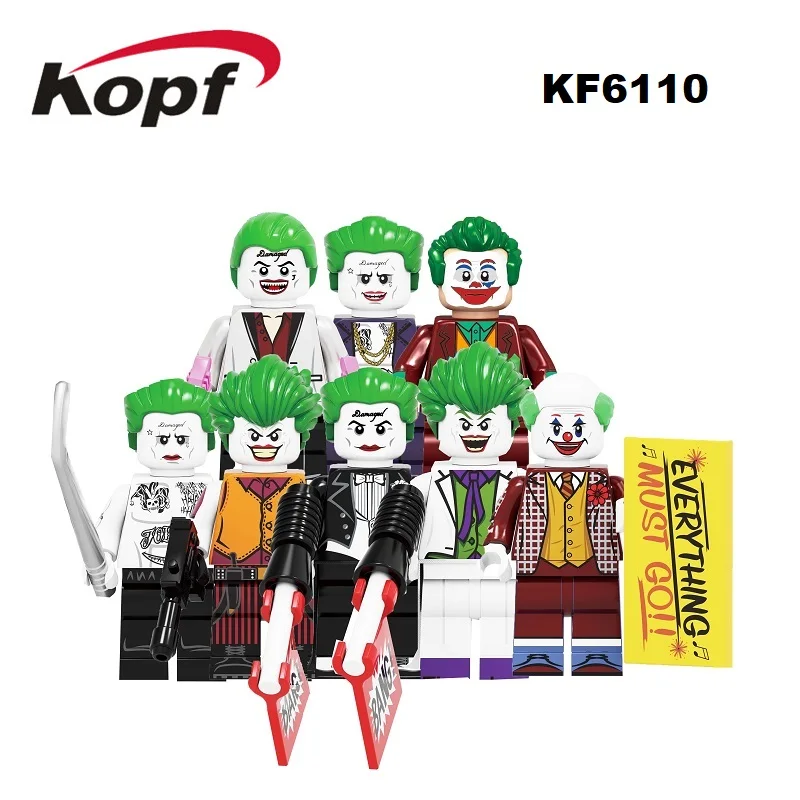 

Single Sale Famous Movie Building Blocks Super Heroes The Joker Clown Pennywise Redux Freakazoid Figure For Children Toys KF6110