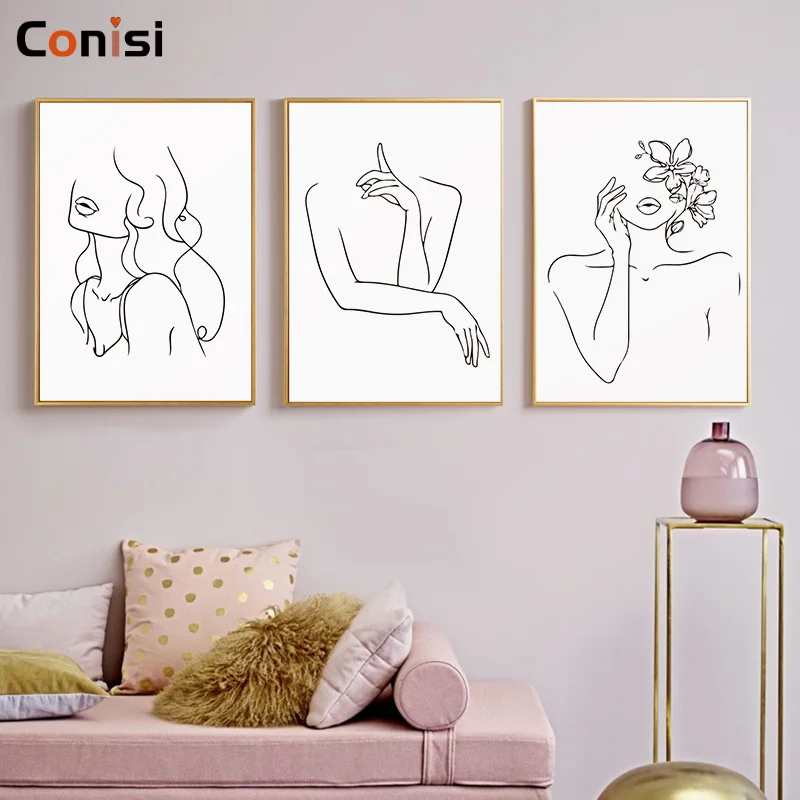 Conisi Scandinavian Style Classic Line Drawing Sexy Girl Line Canvas Paintings Wall Poster Home Decor for Bedroom Decoration Conisi Scandinavian Style Classic Line Drawing Sexy Girl Line Canvas Paintings Wall Poster Home Decor for Bedroom Decoration