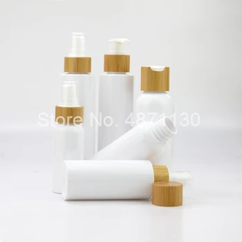 

Bamboo Cover Cap 120ml 150ml Frosted Clear Plastic Lotion Bottle,50ml 100ml PET plastic cosmetic bamboo pump spray lotion bottle