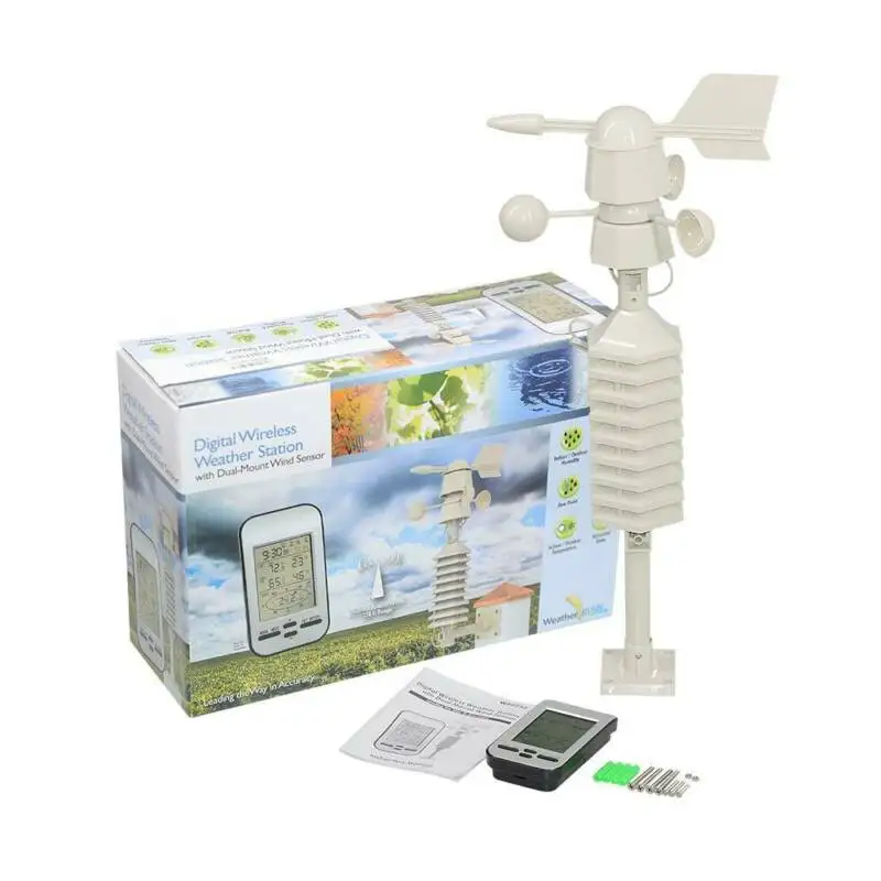 

Digital Wireless Weather station with Temperature Humidity Wind Speed Indoor Outdoor Thermometer Alert Remote Monitoring