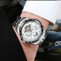 Мужские автоматические механические часы спортивные модные роскошные светящиеся Tourbillon водонепроницаемые часы из нержавеющей стали Relogio