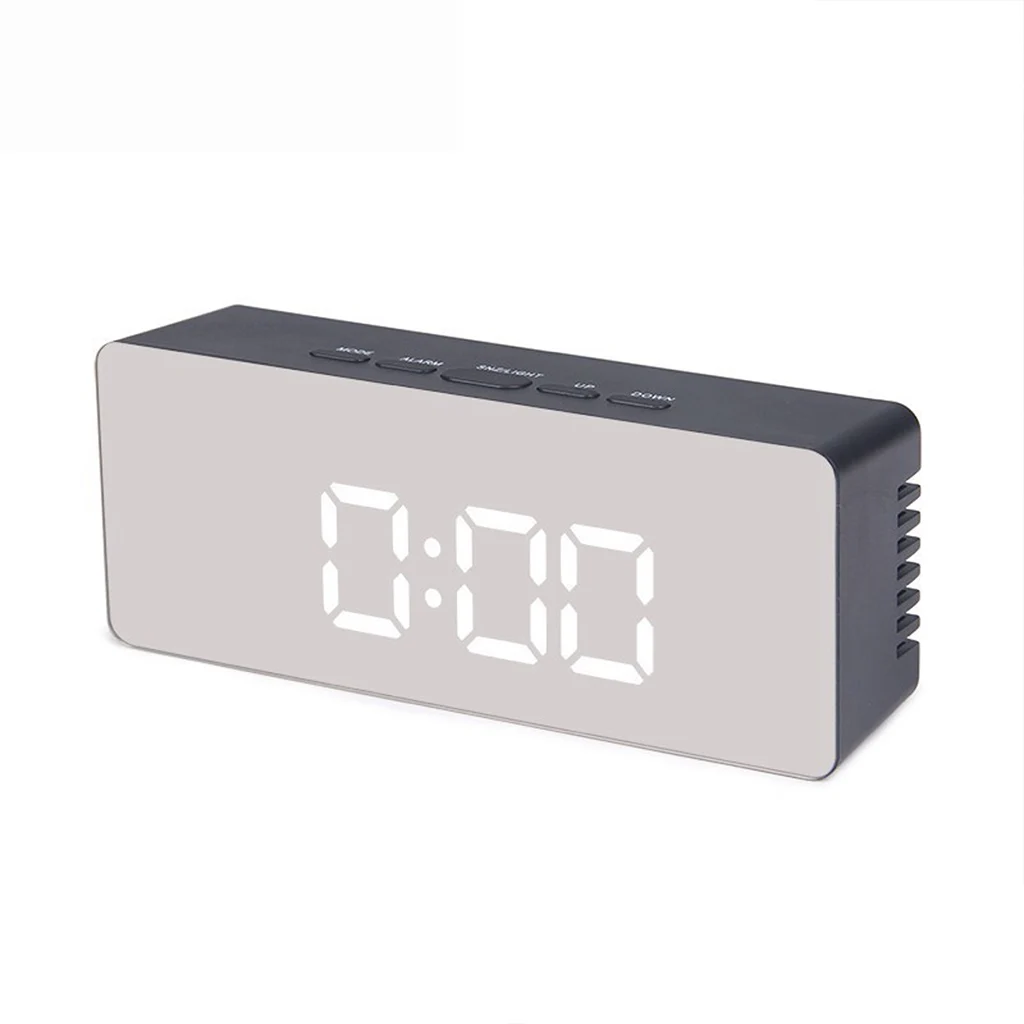 Mirror Alarm Clock Digital LED Display Battery Operated Portable Multi-Function Timer