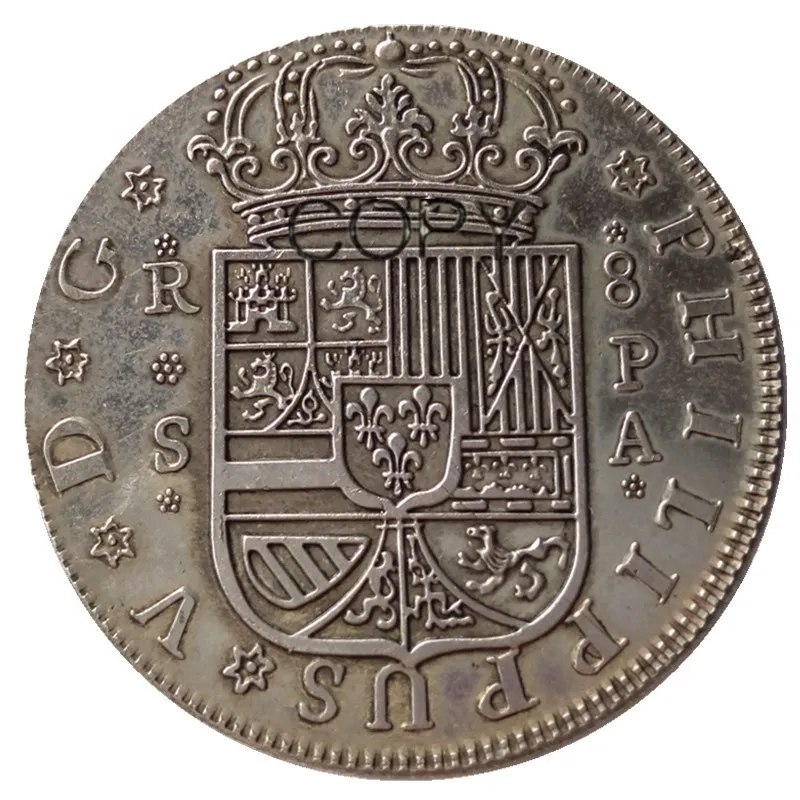 Испания 8 ресл 1731-1733 посеребренные копии монет