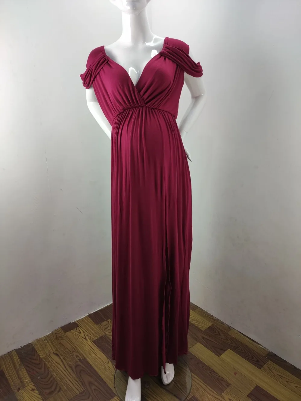 Sexy Maternity Photography Props Long Dress For Pregnant Women Photo Shoot Split Front Pregnancy Dresses Baby Showers Maxi Gown (13)