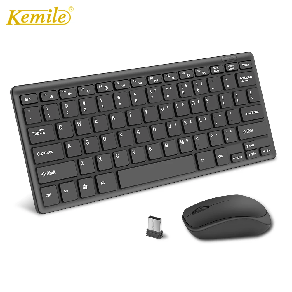 Kemile 2,4 г мини беспроводная клавиатура и оптическая мышь Combo черный/белый для samsung Smart tv Настольный ПК