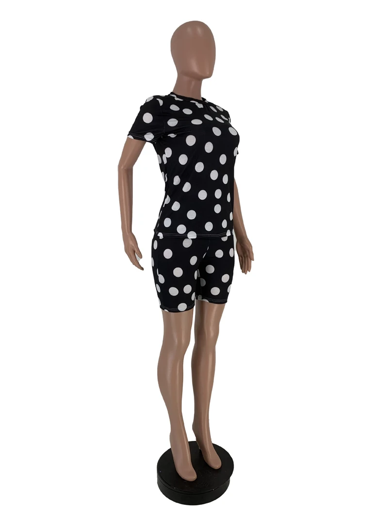Adogirl/повседневный комплект из двух предметов с принтом в горошек, футболка с круглым вырезом и короткими рукавами топ+ шорты, большие размеры, S-3XL, женский спортивный костюм