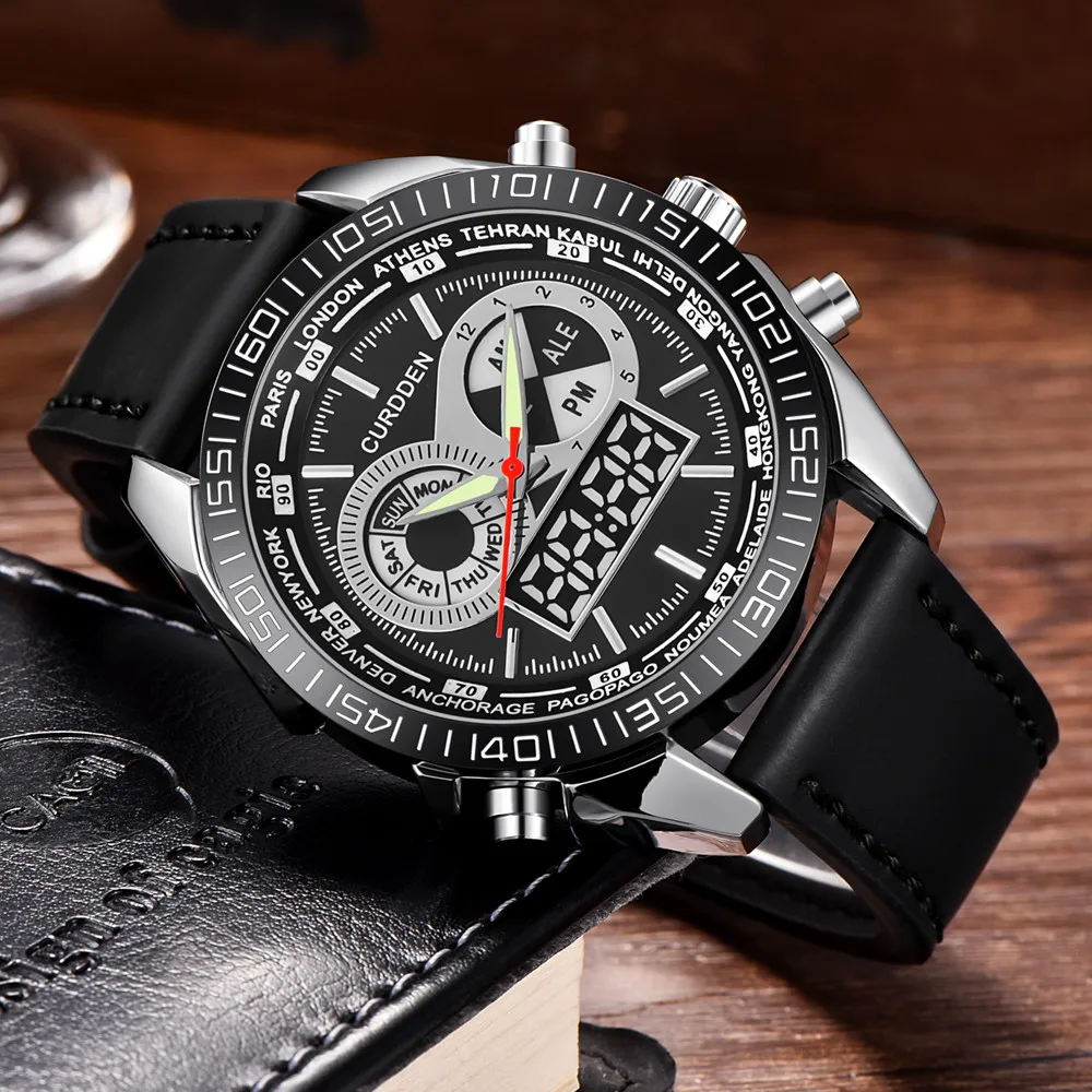 

Famous Designer Mens Watches Brand Luxury Quartz Wristwatches Leather Band Big Face Military Date Clock relogio masculino