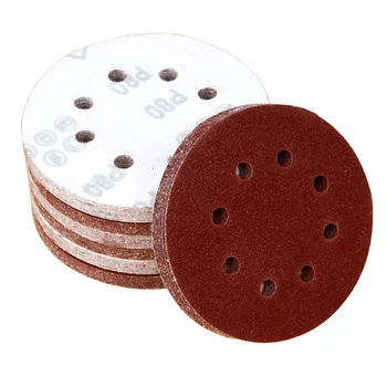 

50pcs 125mm 8 Sanding Discs Holes Hook Loop 40/60/80/100/120 Grit Sander Pad Set For Cleaning And Polishing