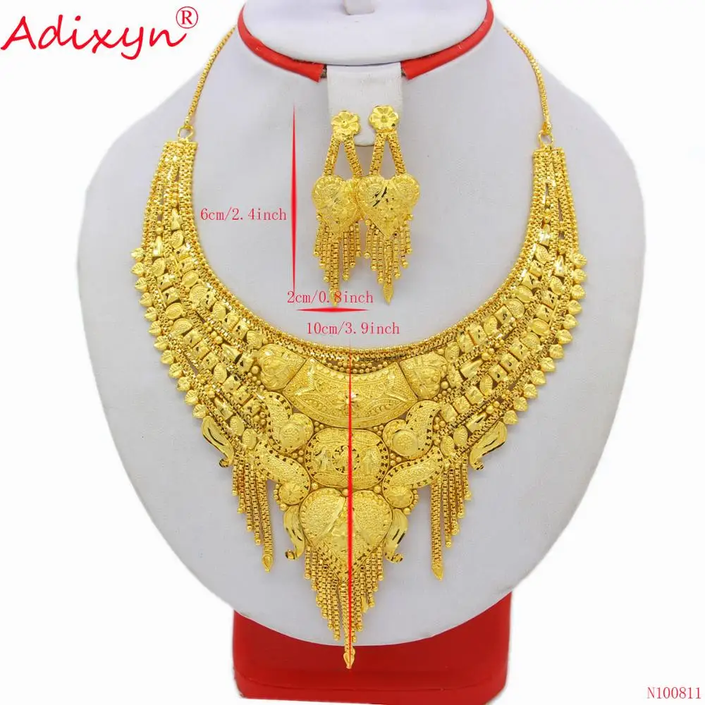 Adixyn модное ожерелье и серьги набор украшений для женщин золотой цвет и медь африканские/арабские/Ближний Восток Свадебные/вечерние N100811