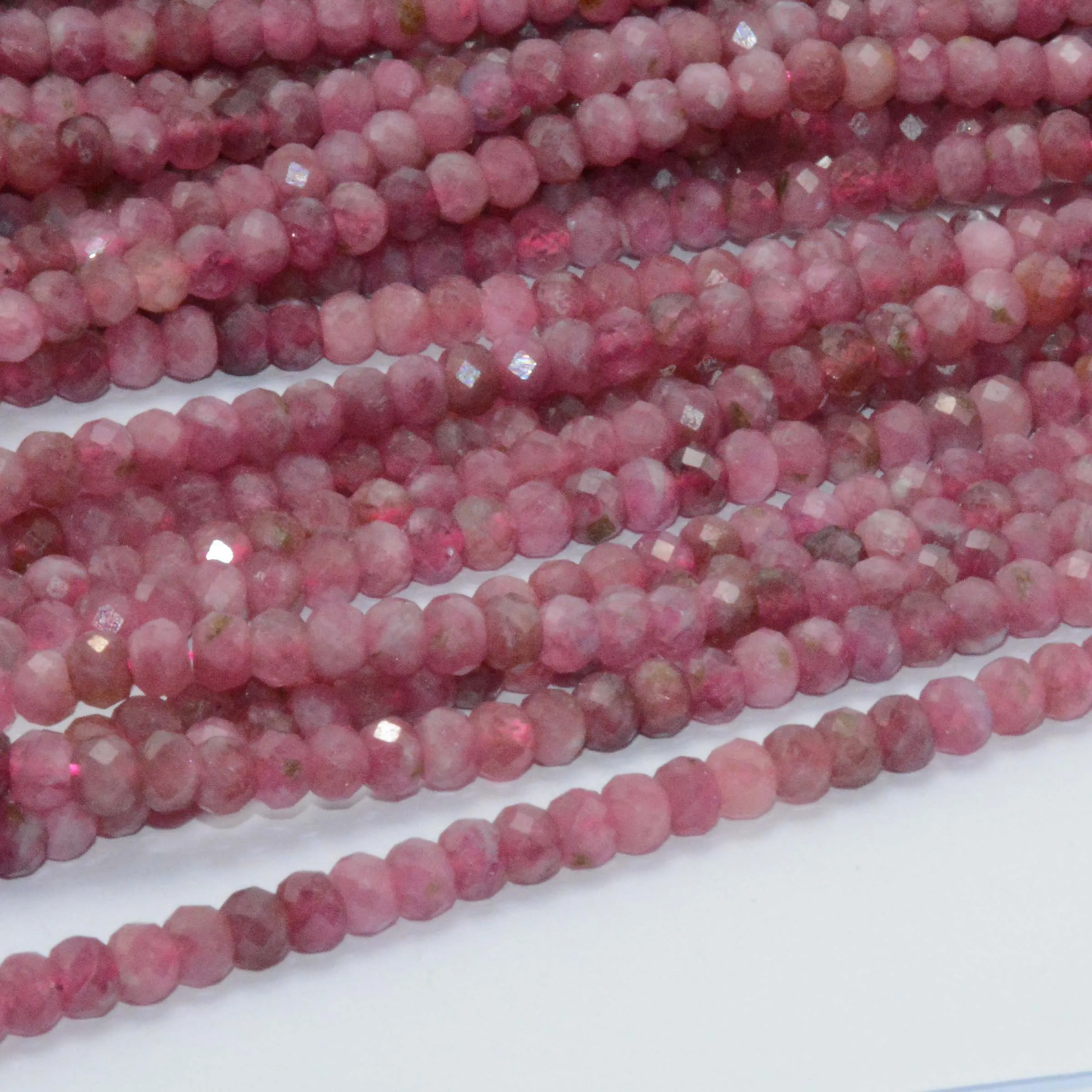Multi Tourmaline Gemstone 3-4mm Rondelle Faceted Loose Beads 12.5" 1-10 Strand 