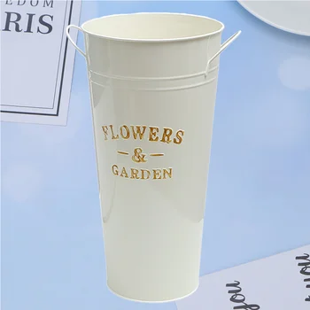 

1pc 25cm Height Flower Bucket Iron Sheet Floral Pot Succulent Plant Container Vintage Desktop Vase