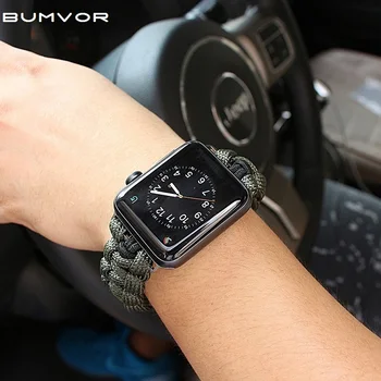 

Handmade Nylon Watchband for Apple Watch Band Series 5/4/3/2/1 Sport Leather Bracelet 42 mm 44mm Strap For iwatch Band