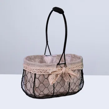 

Cloth Art Retro Portable Flower Basket Ceremony Party Lace Bowknot Wedding Party Flower Girl Basket - Size Large (Dark Brown)