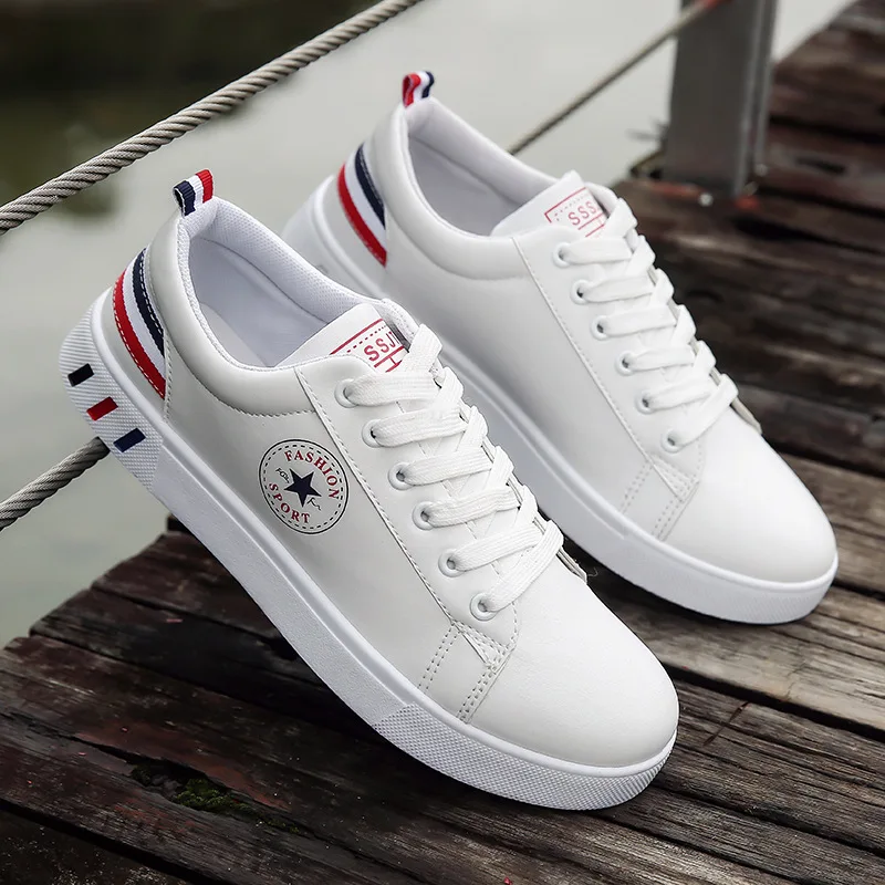 H06 white red Брендовые весенне-осенние новые мужские вулканизированные туфли дышащие оксфорды Модные парусиновые кроссовки низкие Туфли на шнуровке высокого качества Размер 39-44 - Цвет: H06 white red