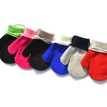 Новинка, 1 пара, зимние модные милые Мультяшные перчатки с котом для мальчиков и девочек, зимние вязаные рукавицы, теплые детские перчатки