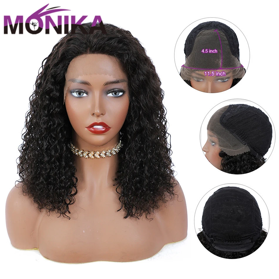 

Monika Brazilian Natural Black Hair Long Deep Wave Part Lace Human Hair Wigs Non-Remy Wig Free Shipping 150% Density