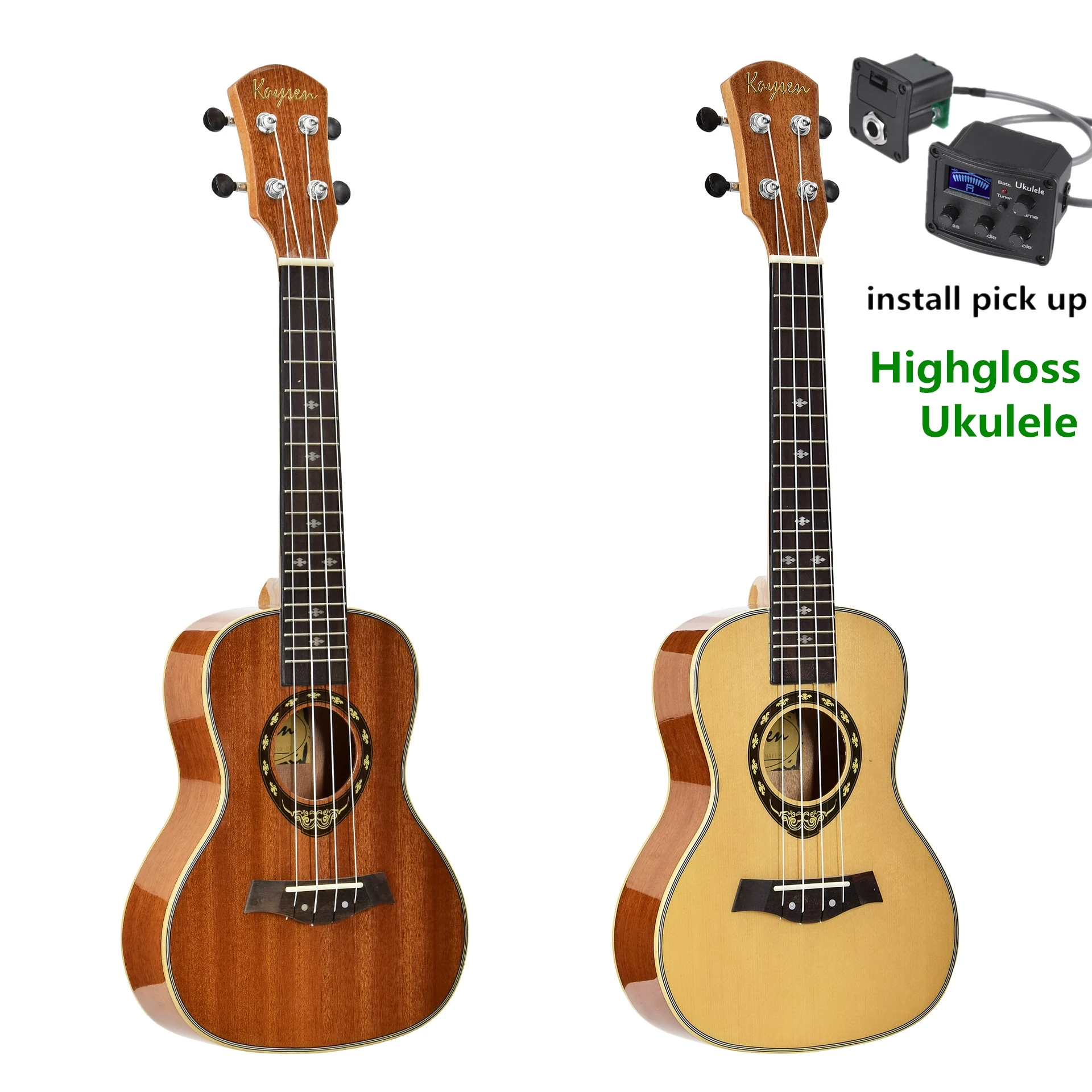 

Acoustic Electric Ukulele Concert 24 Inch Guitar Ukelele Spruce Sapele Highgloss Red 4 Strings Guitarra Pick UP Uke Light