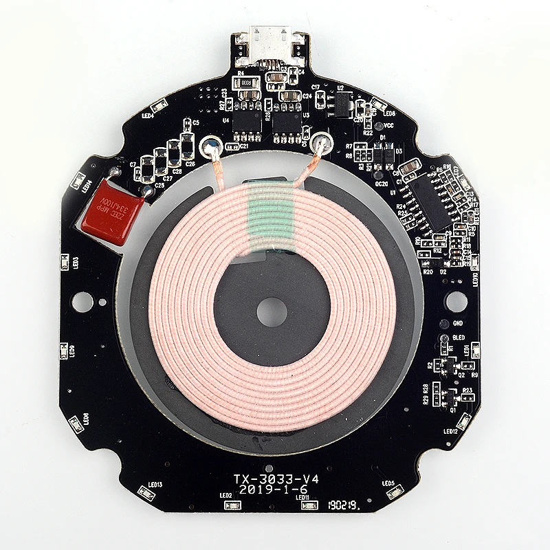 

10W PCBA Qi Standard Wireless Phone Charger PCBA Circuit Board With Coil Wireless Charging Micro USB DIY For Samsung S9 S8